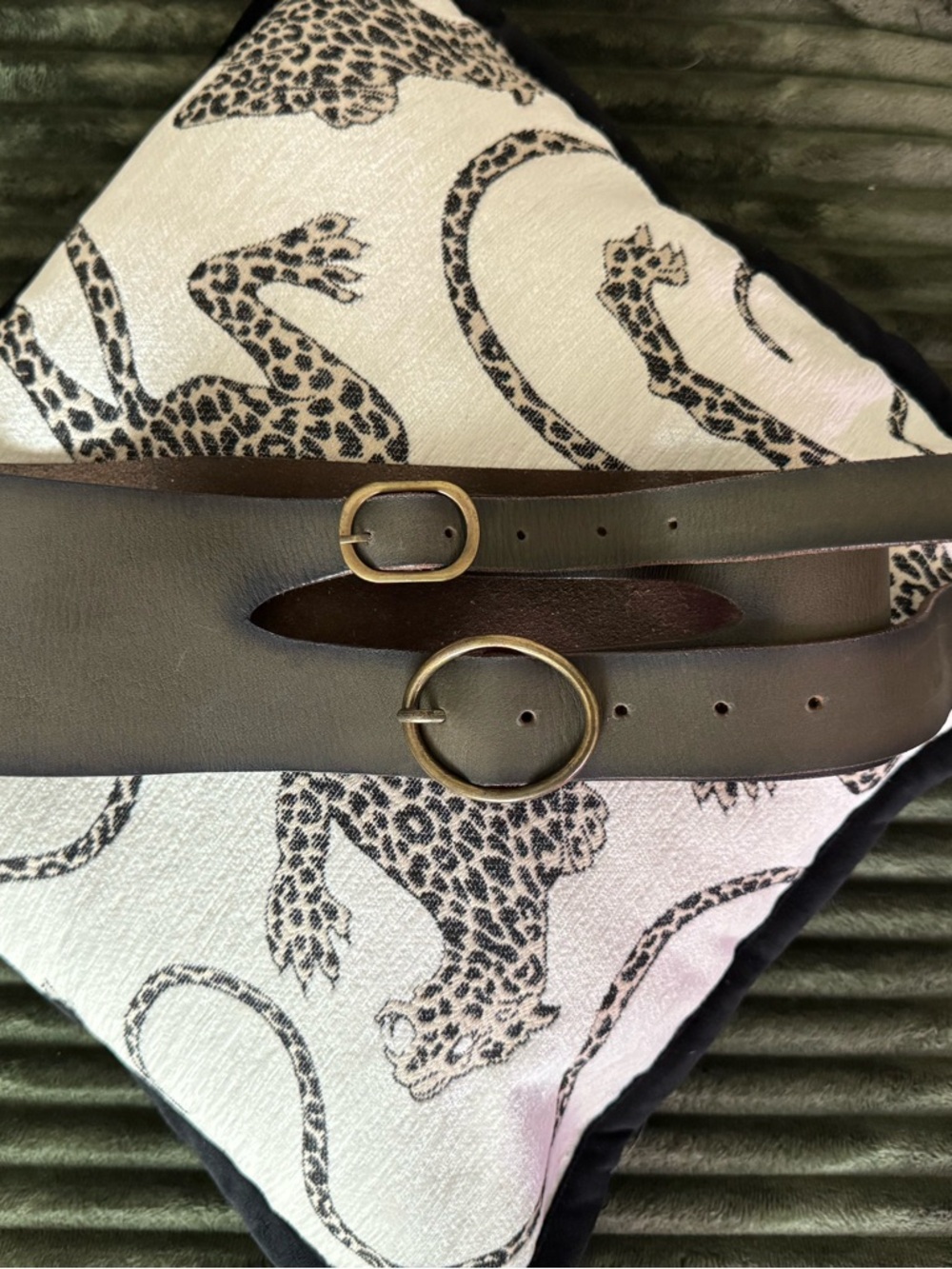 SOLD OUT Free People Hyde Hip Belt Eucalyptus Leather Double Buckle Wide